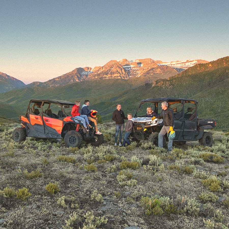 a family stops to take in the view during an ATV adventure in the Wasatch and Uinta Mountains backcountry