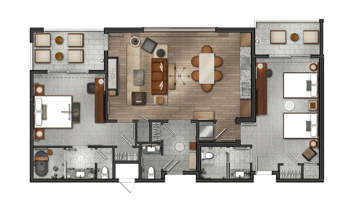 a floor plan for the Homestead Residences luxury, two-bedroom condominium option in Midway, Utah