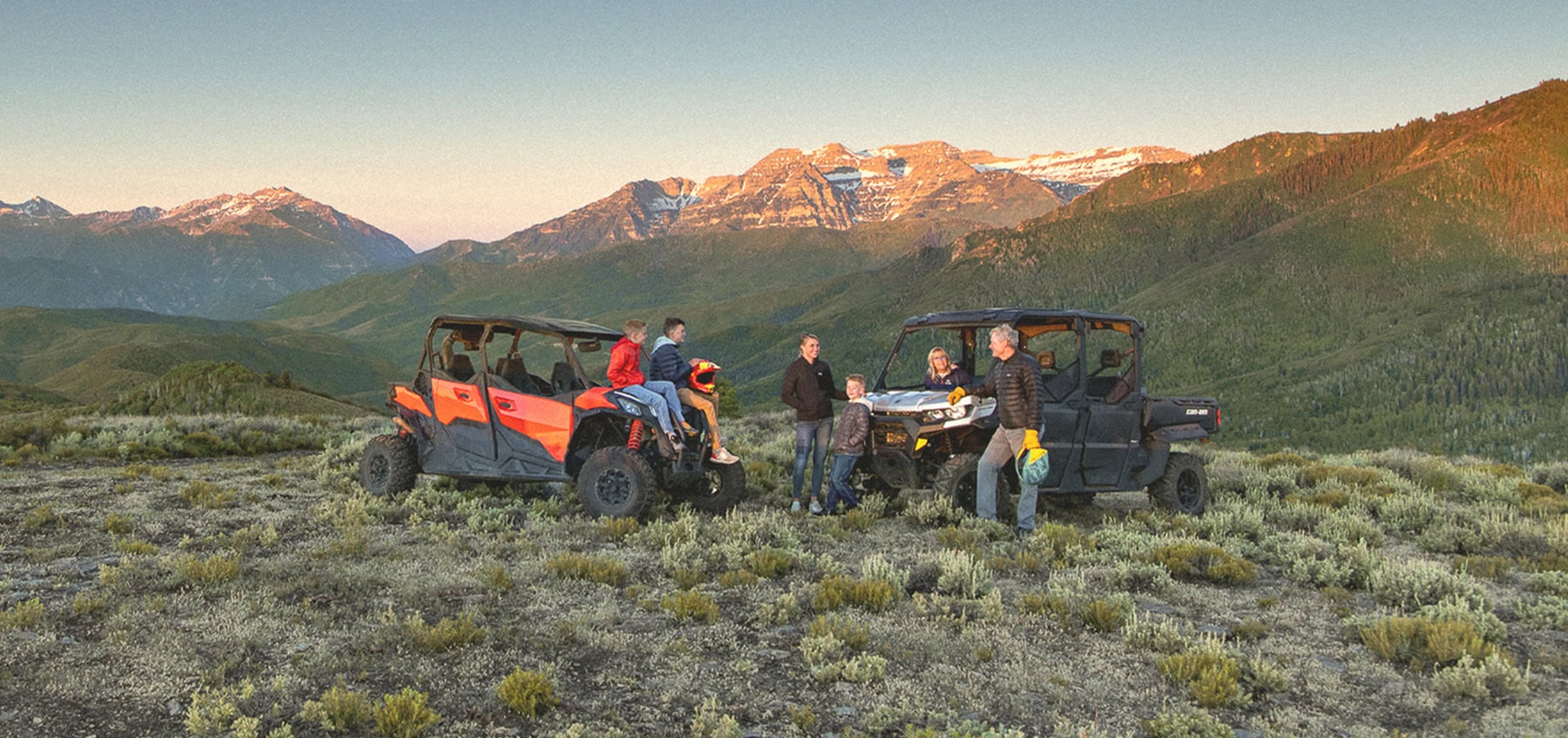 a family stops to take in the view during an ATV adventure in the Wasatch and Uinta Mountains backcountry
