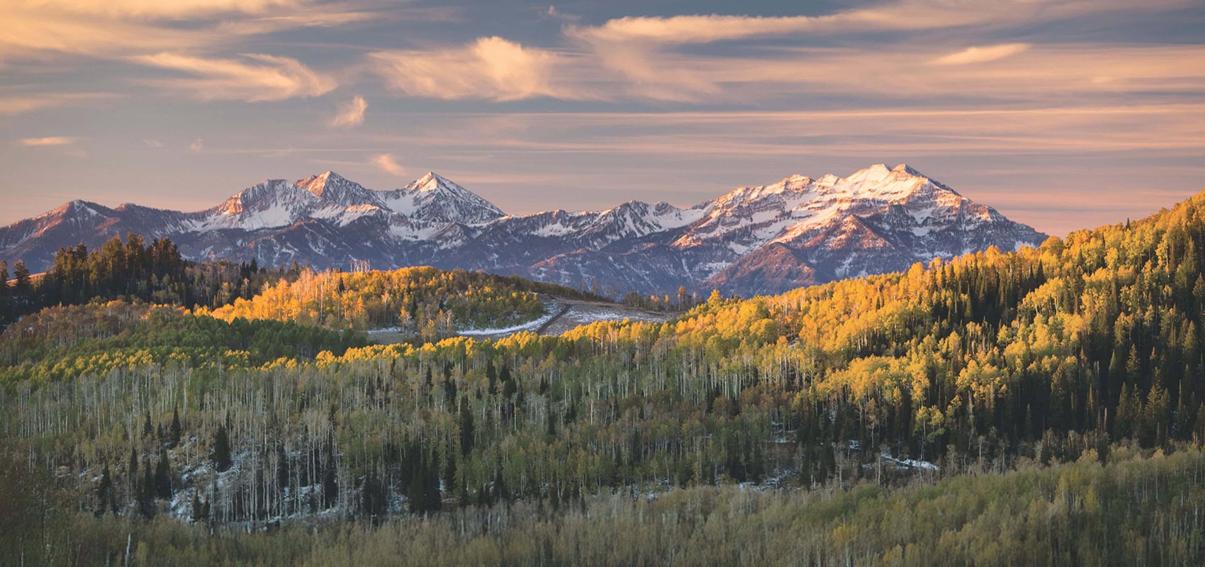 sunlight on the slopes of the Wasatch Mountains in Midway, Utah