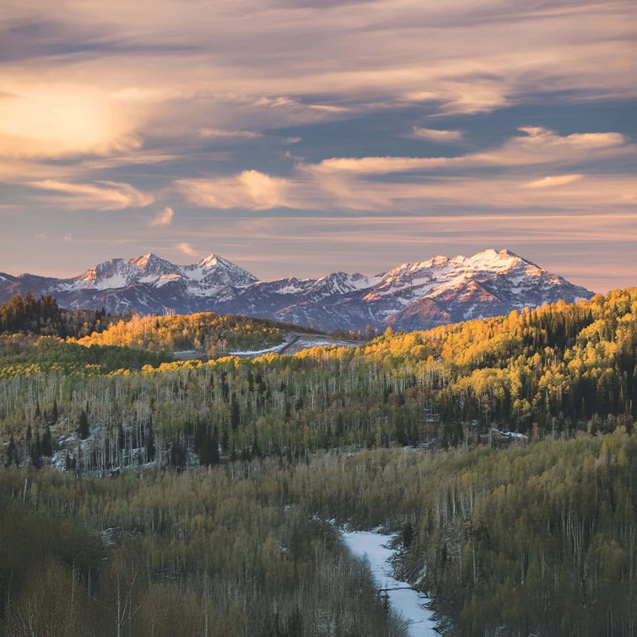 breathtaking sunset views of the Wasatch Mountains in Midway, Utah